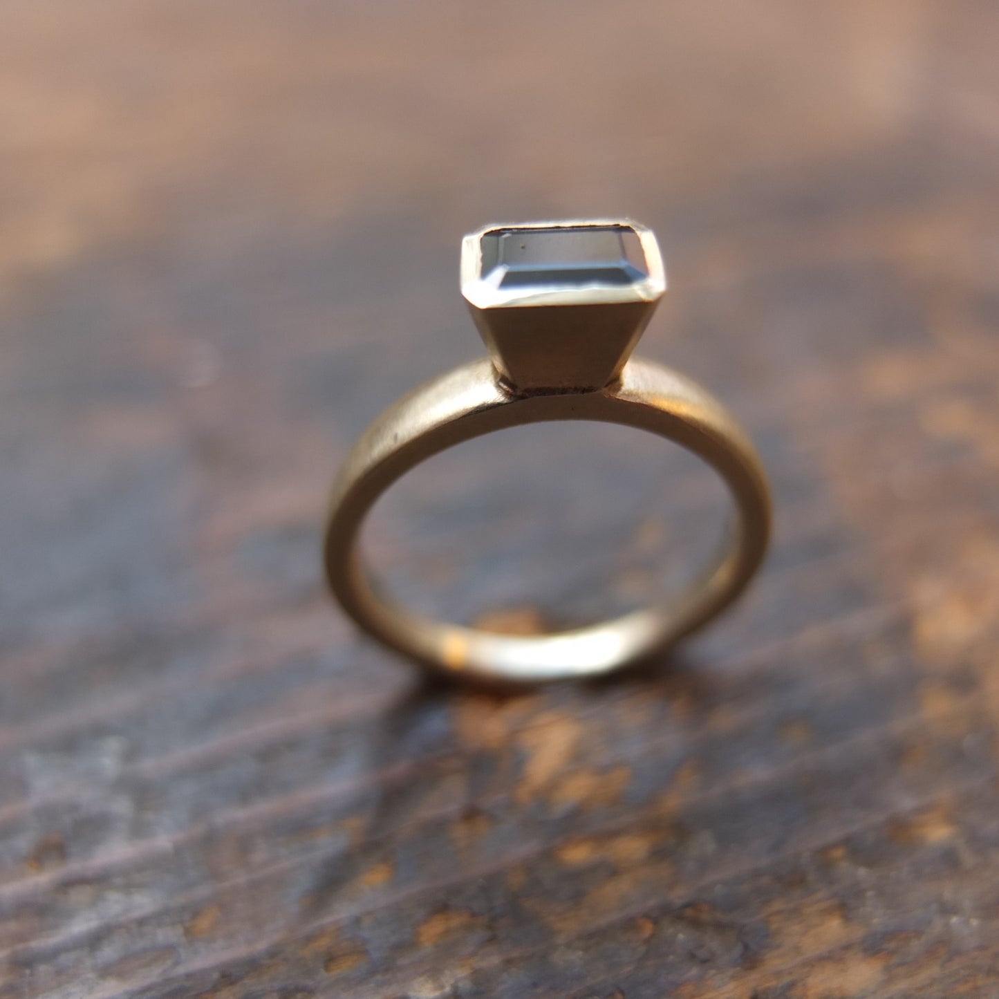 Black sapphire white gold ring.