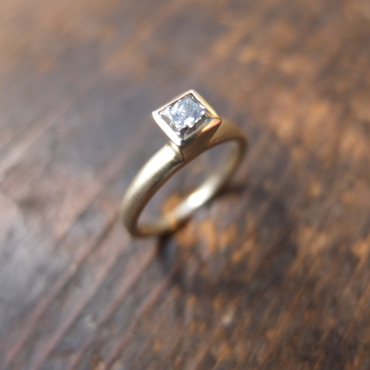 Diamond princess cut white diamond Solitaire ring.