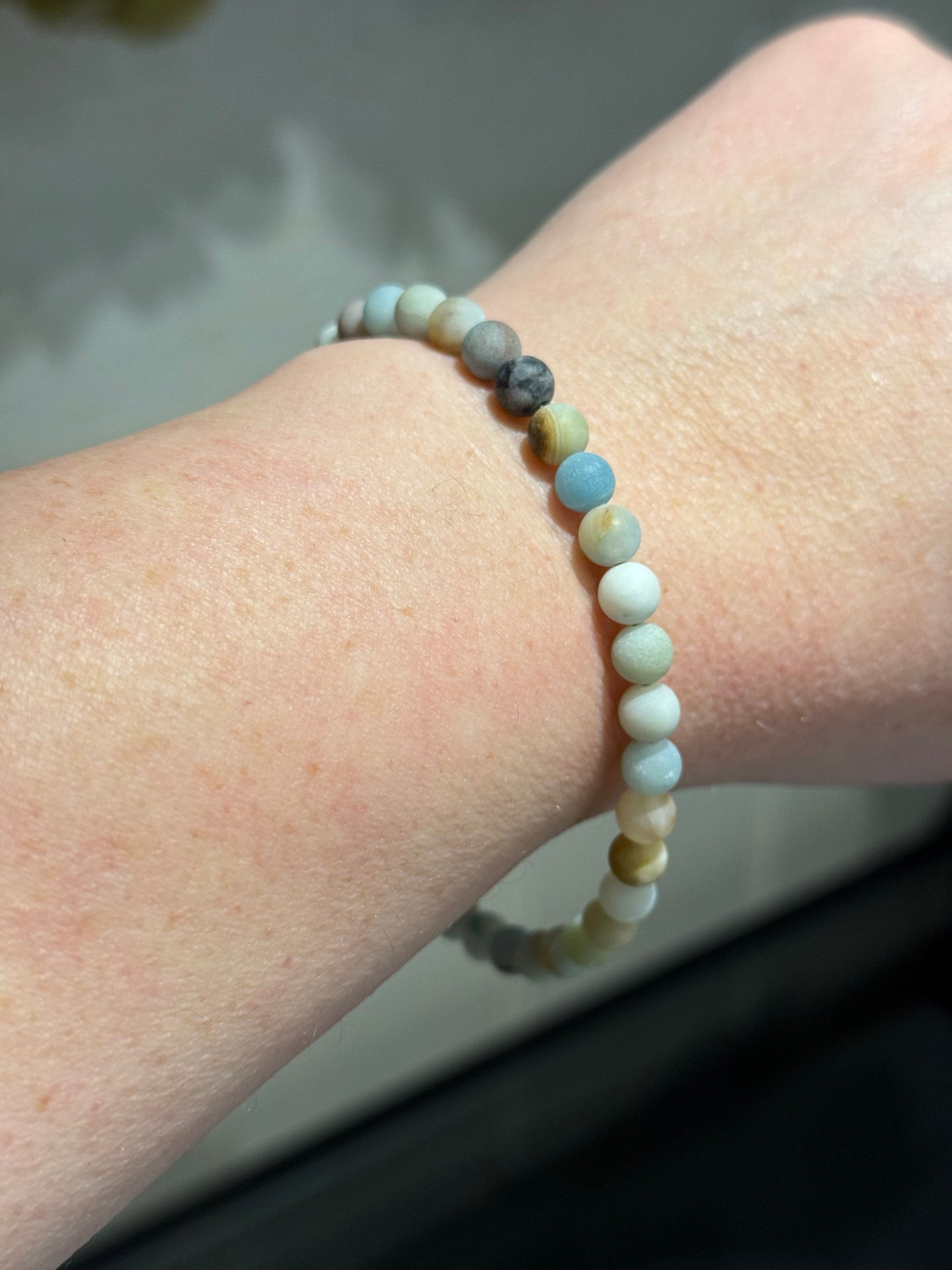 Amazonite silver bead necklace.
