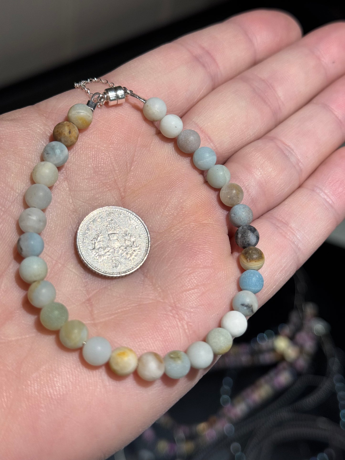 Amazonite gold-filled magnet bracelet.