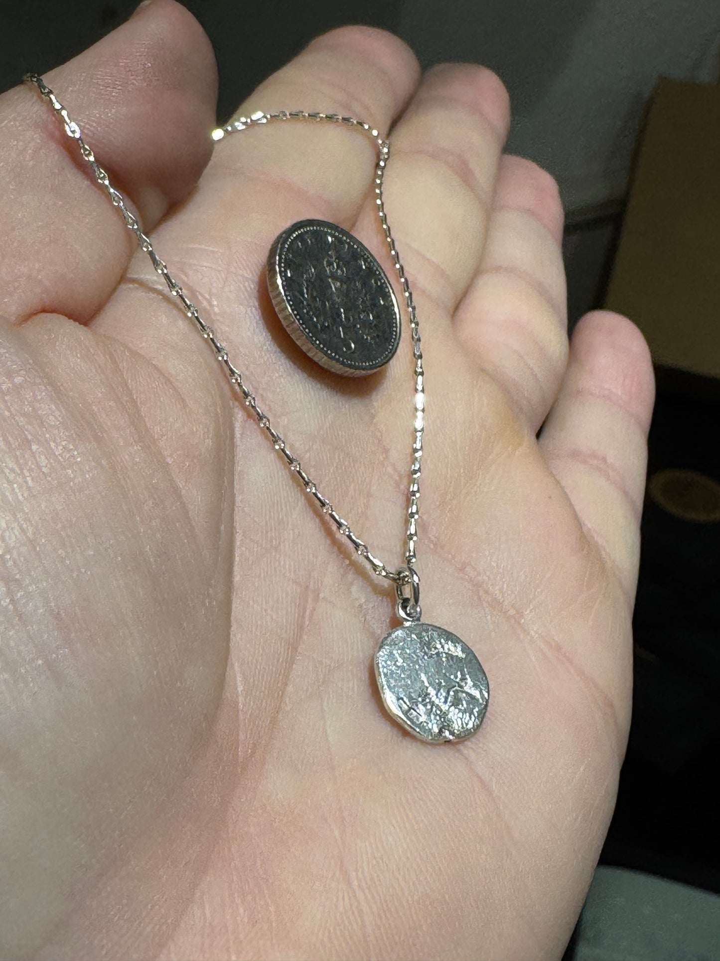 Luna textured silver necklace.