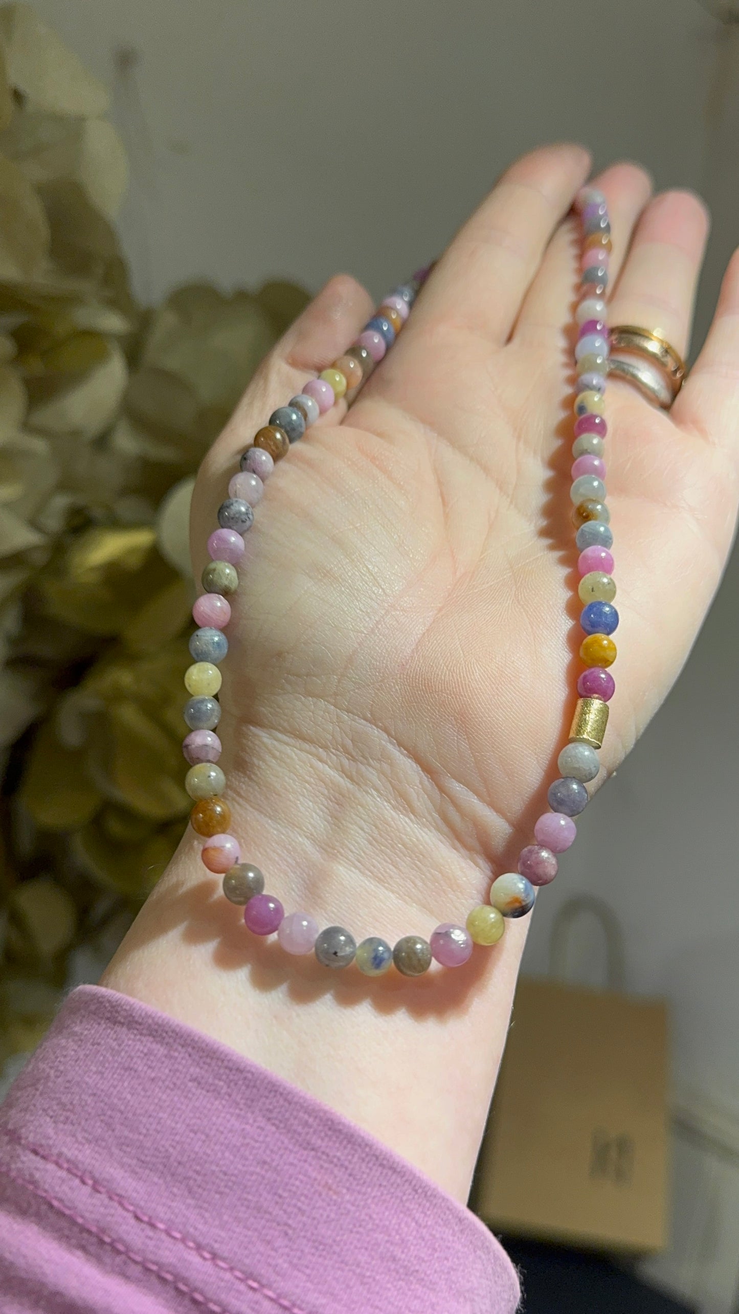 Sapphire necklace with silver-gilt bead.