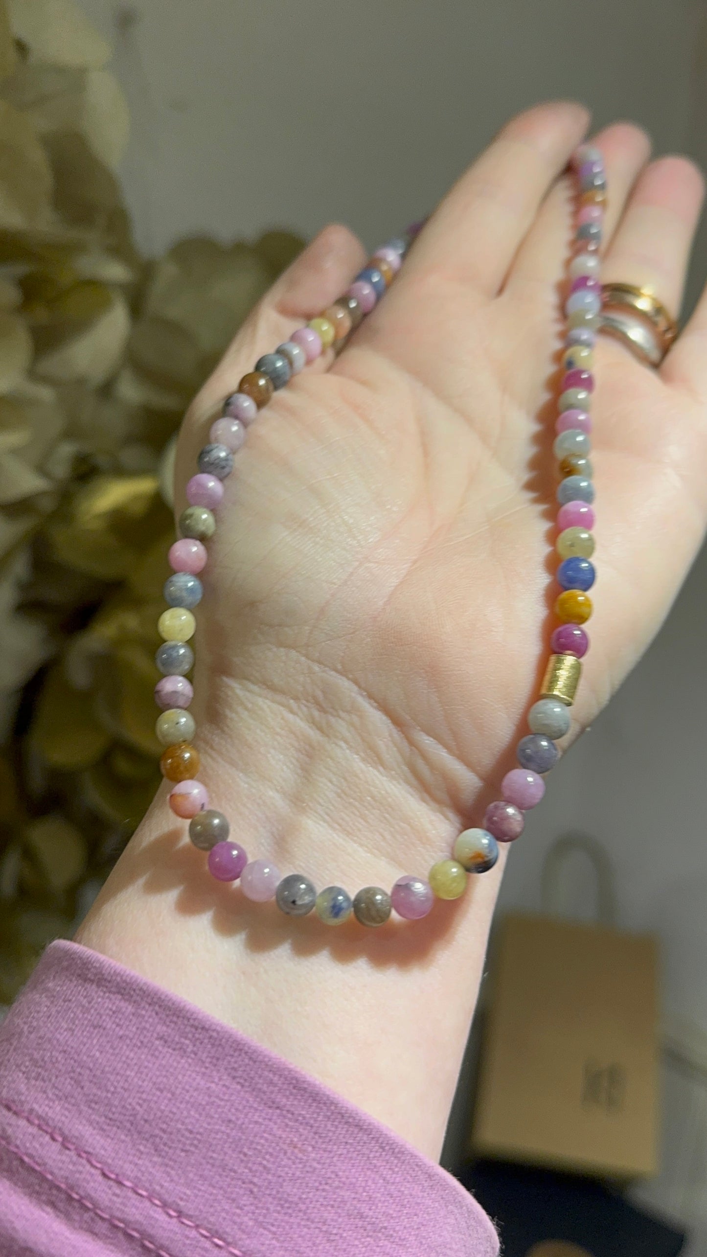 Sapphire necklace with silver-gilt bead.