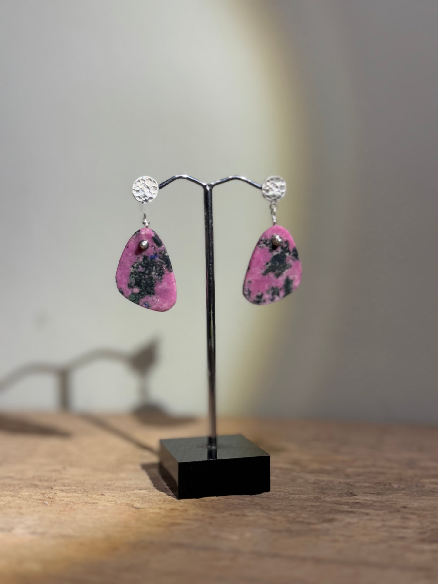 Calcite slice silver earrings.