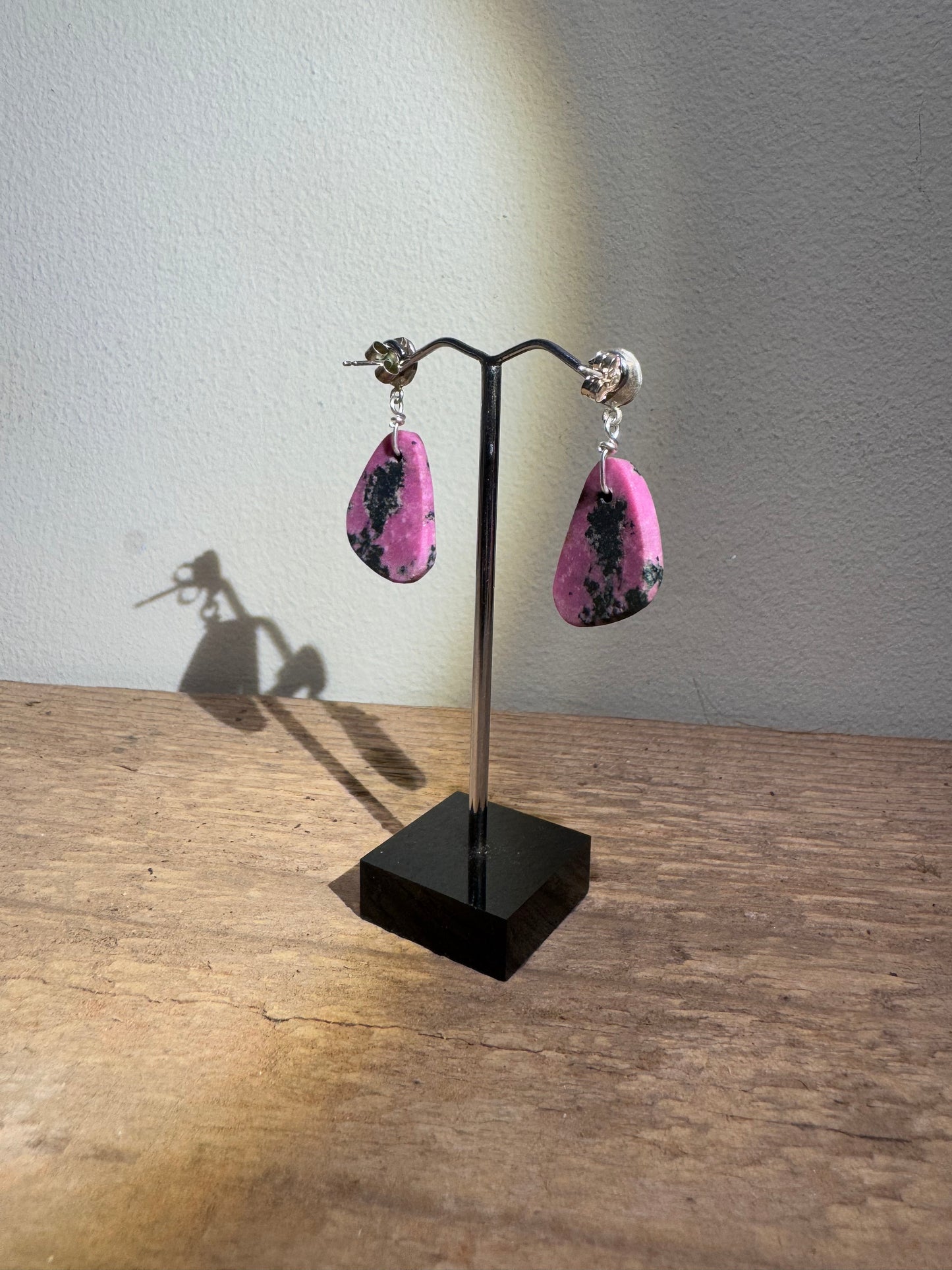 Calcite slice silver earrings.