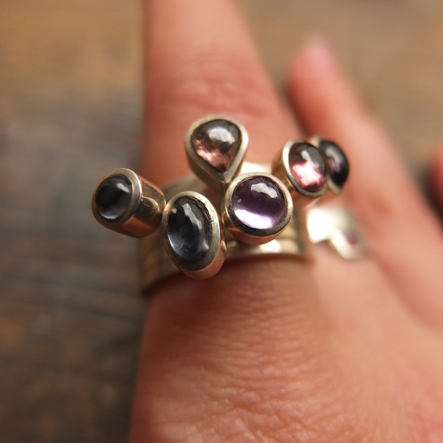 Spinel silver ring suite.