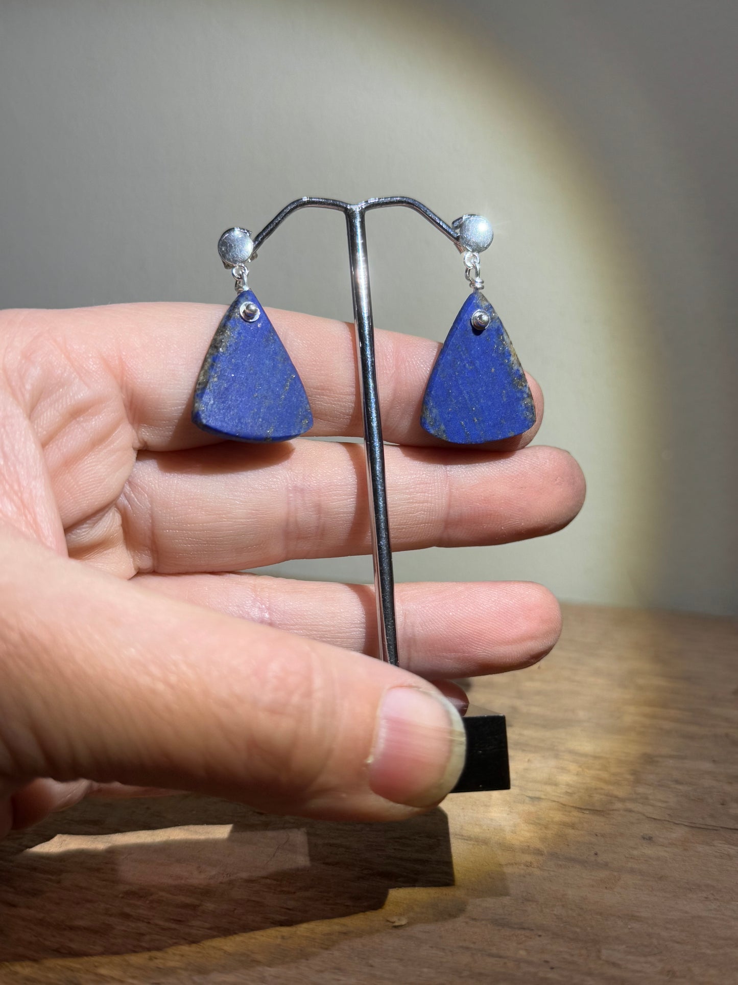 Calcite slice silver earrings.