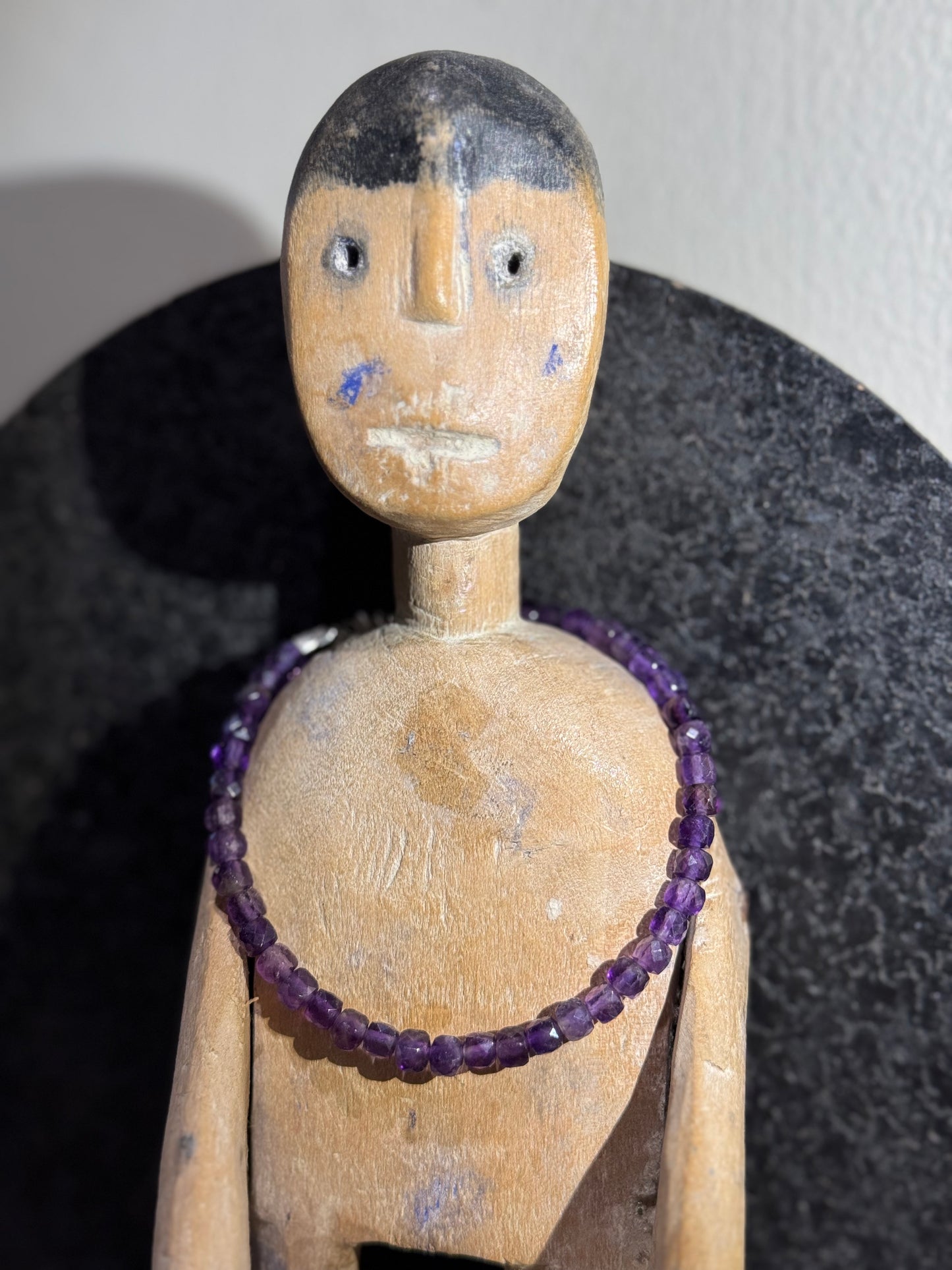 Amethyst sparkly bead magnetic silver bracelet.