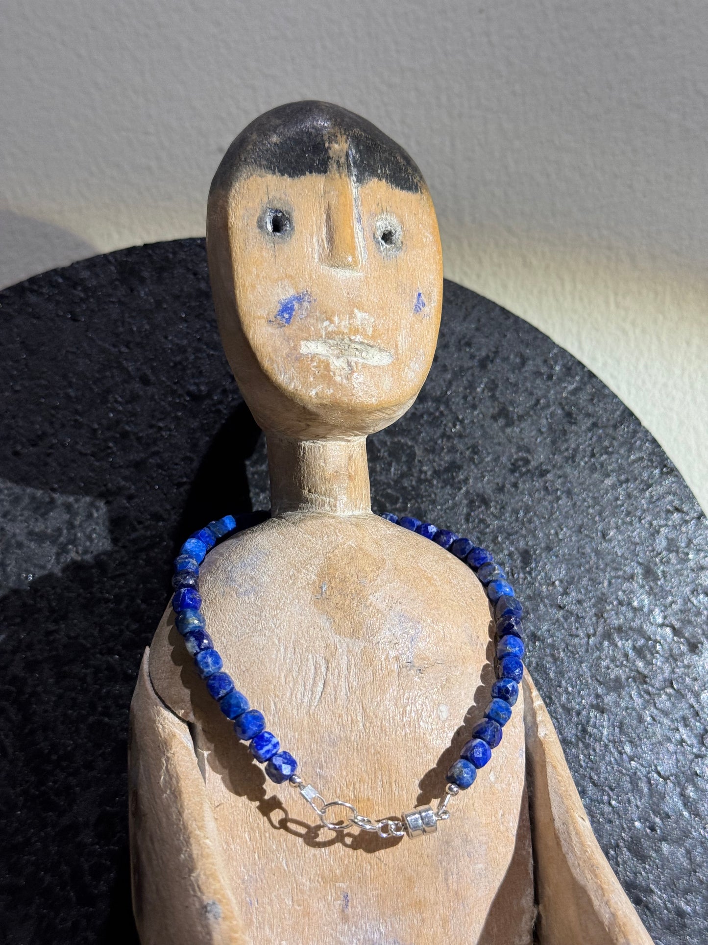 Lapis Lazuli sparkly silver magnet bracelet.