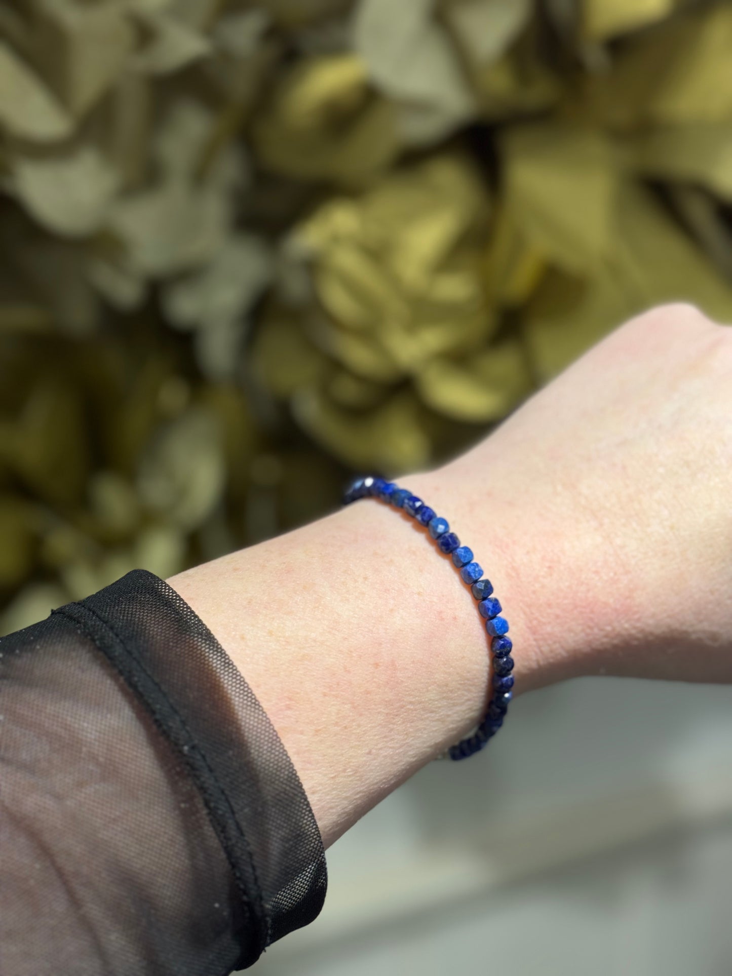 Lapis Lazuli sparkly silver magnet bracelet.