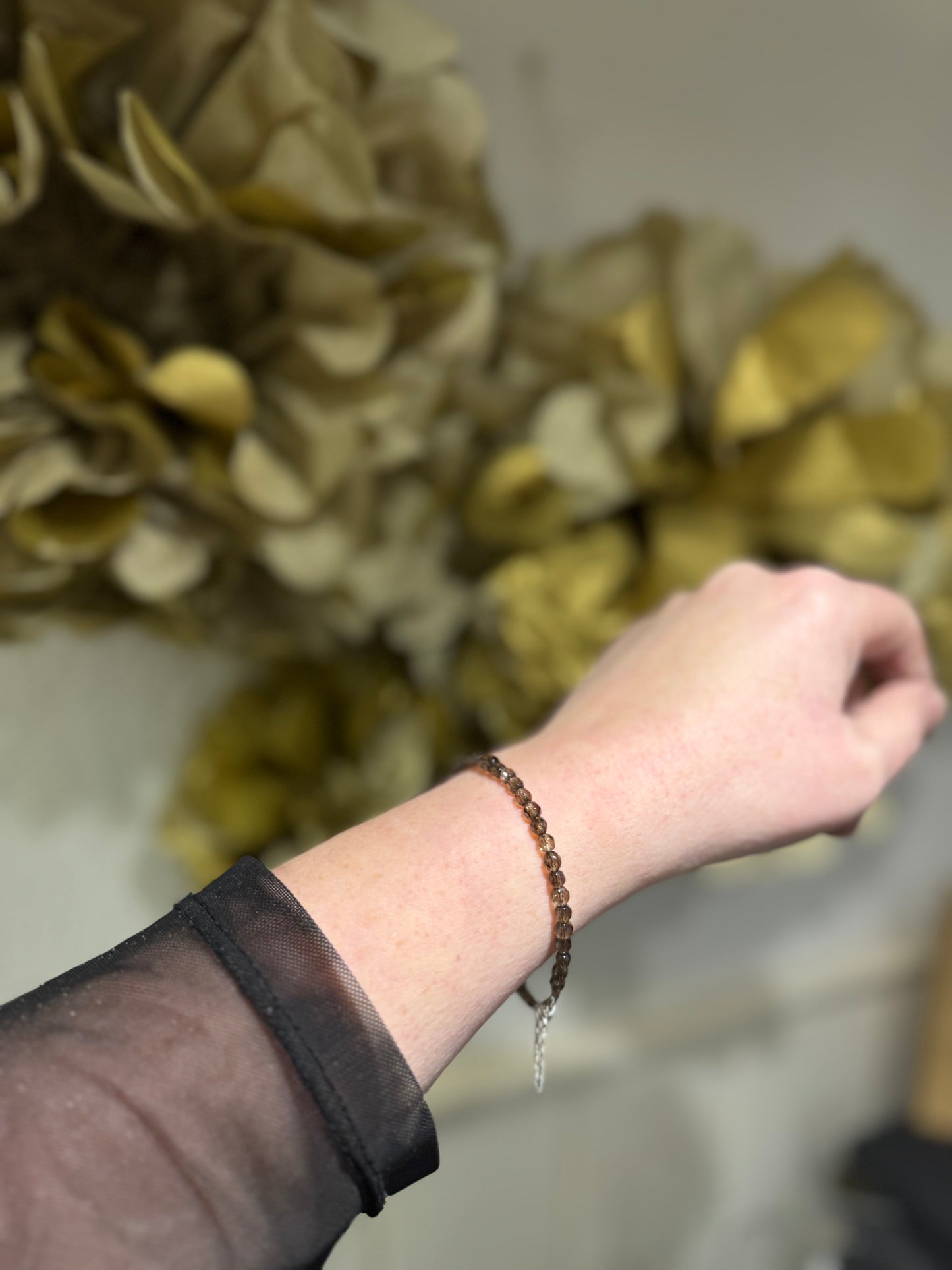 Smokey Quartz sparkly silver magnet bracelet.