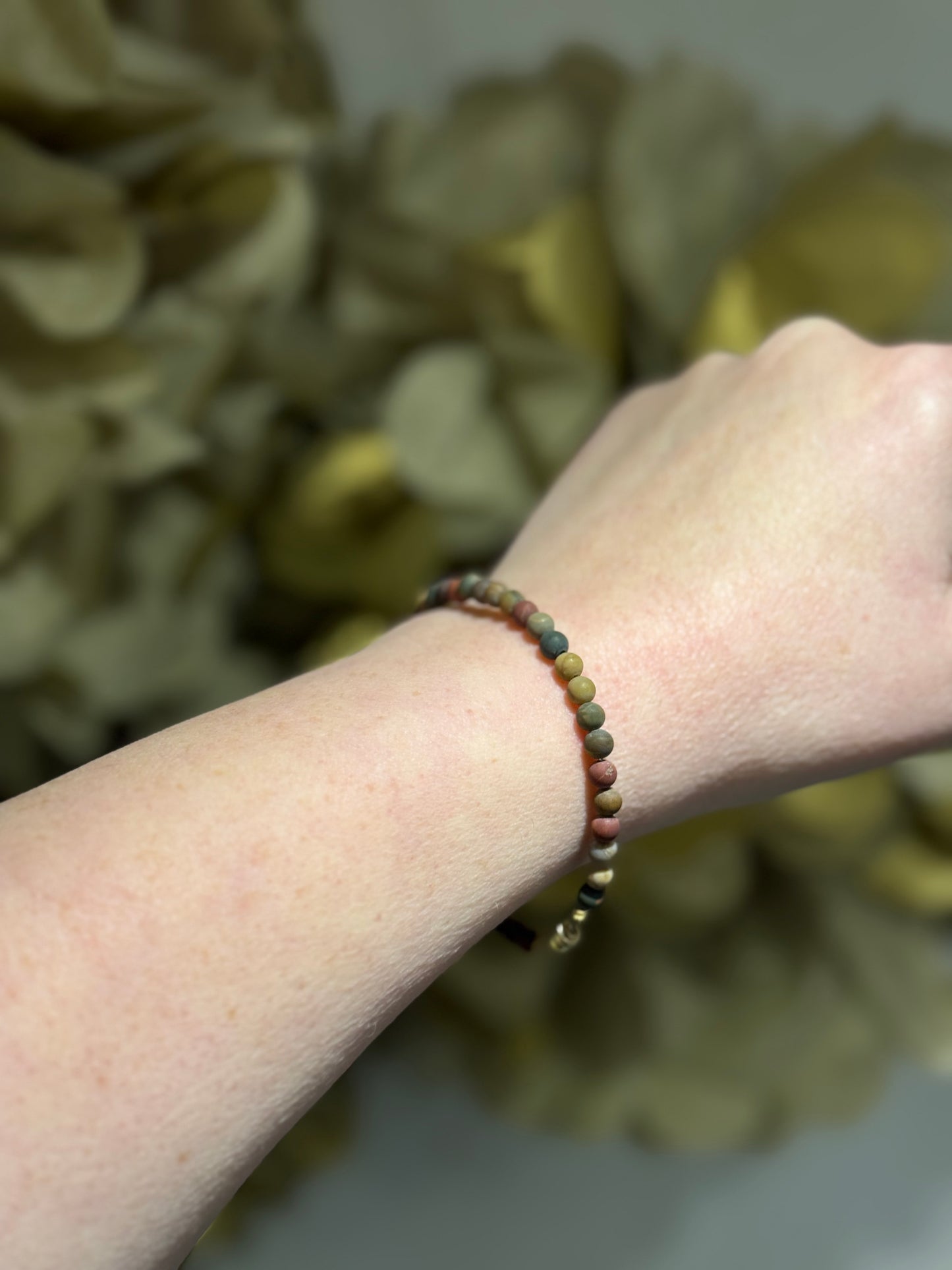 Autumn Jasper matt/bead - gold filled magnetic bracelet