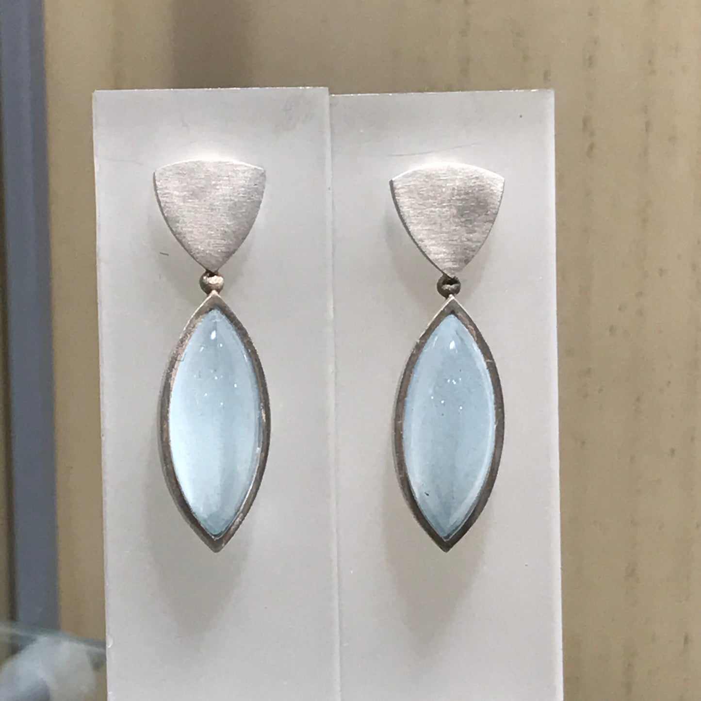 Aquamarine silver one of a kind earrings.