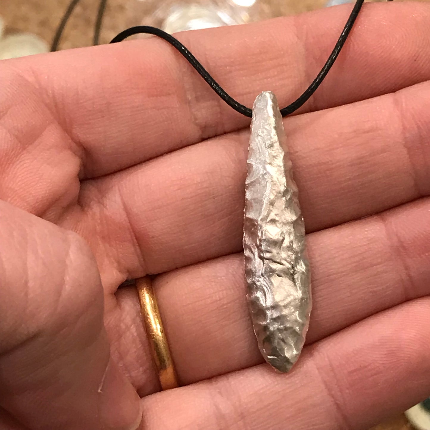 Ancient flint silver cast pendant
