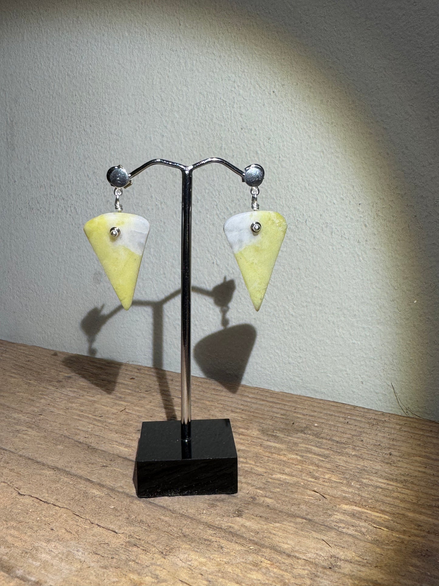 Serpentine silver slice earrings.