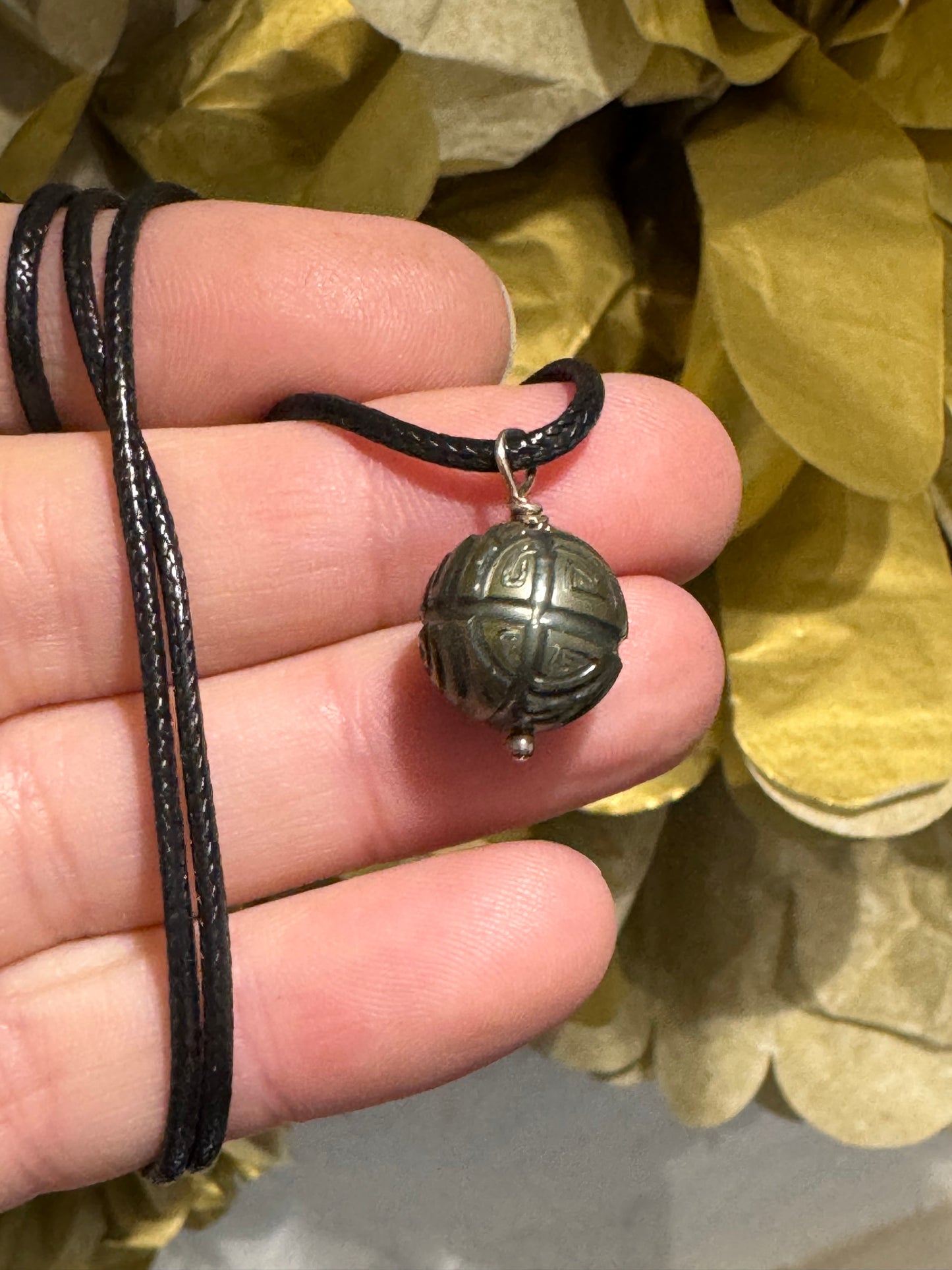 Carved Tahitian Pearl pendant