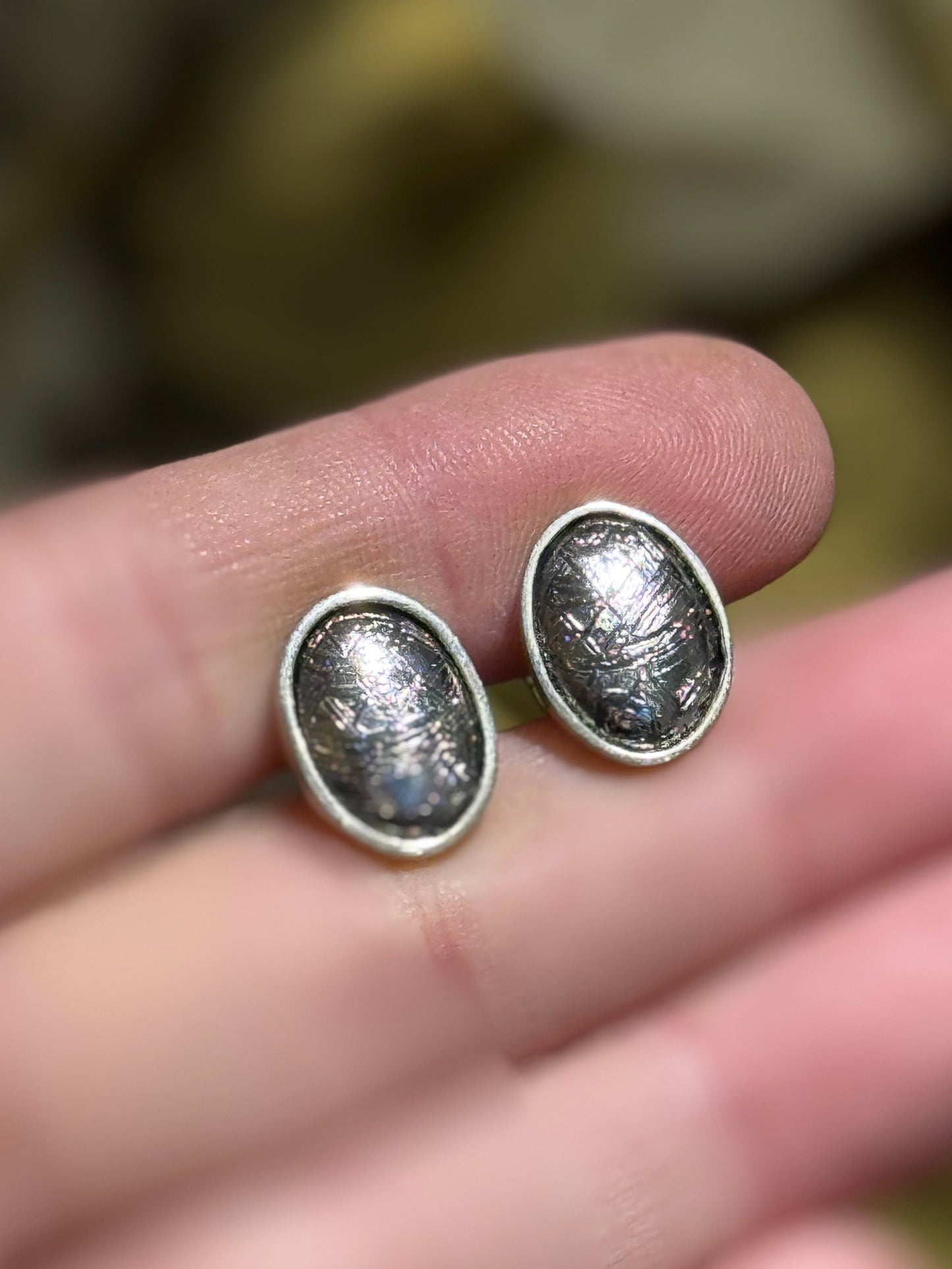 Meteorite silver cufflinks