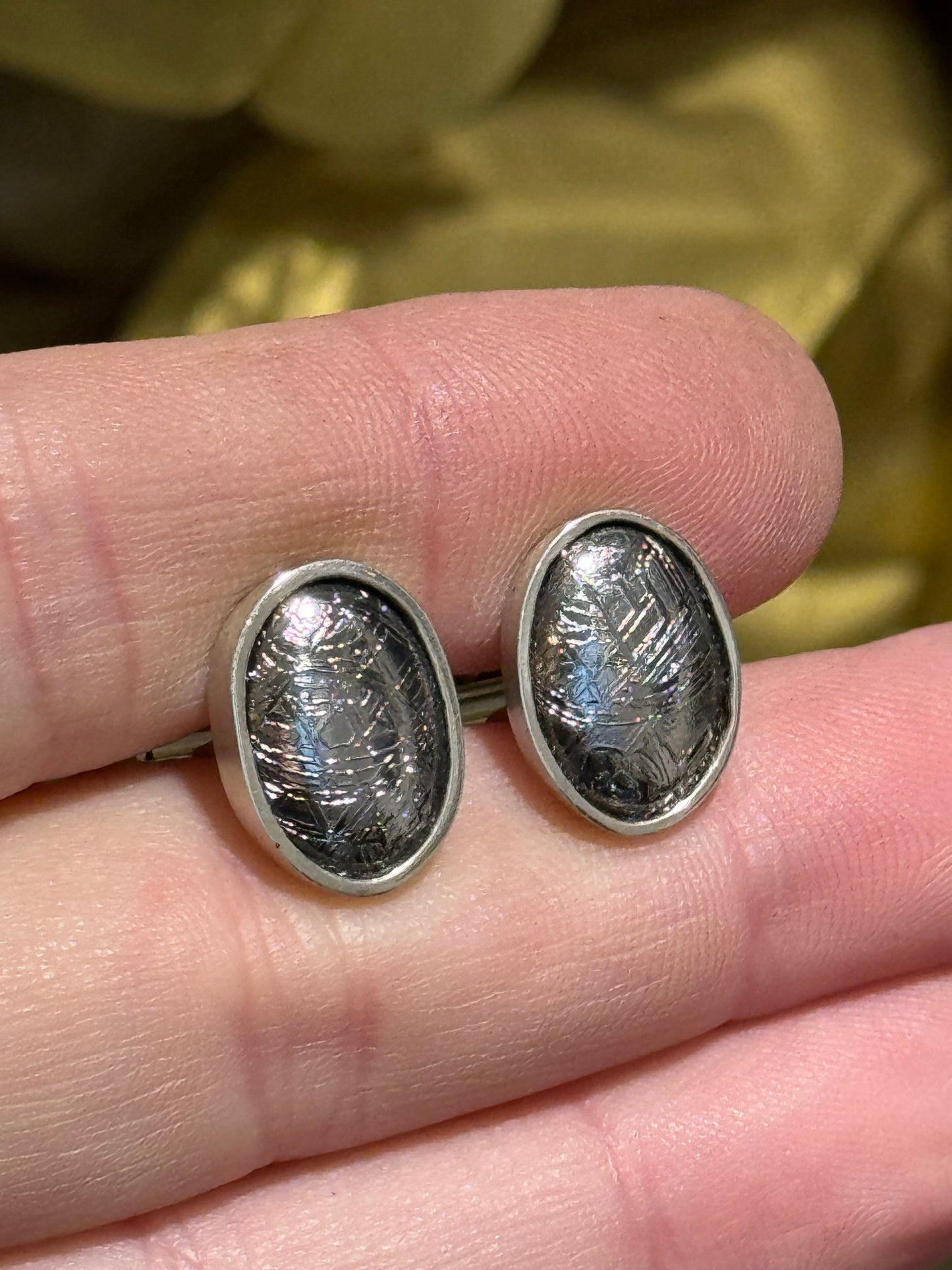 Meteorite silver cufflinks