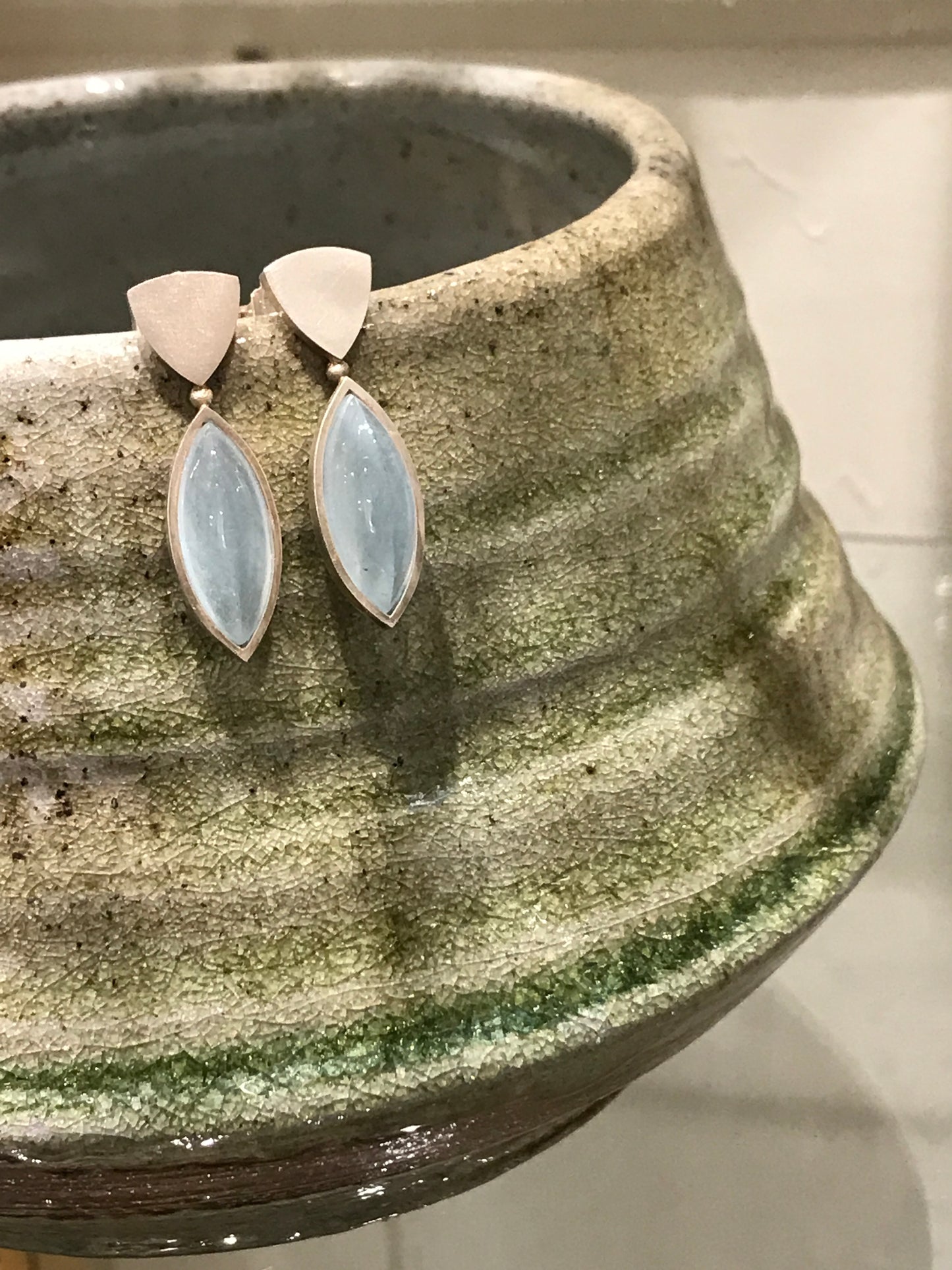 Aquamarine silver one of a kind earrings.