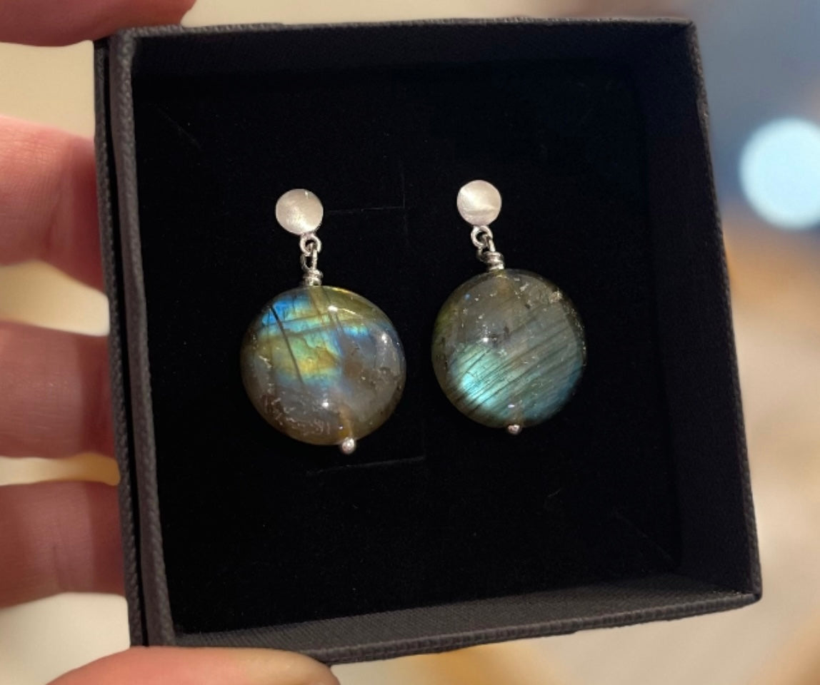 Labradorite silver earrings