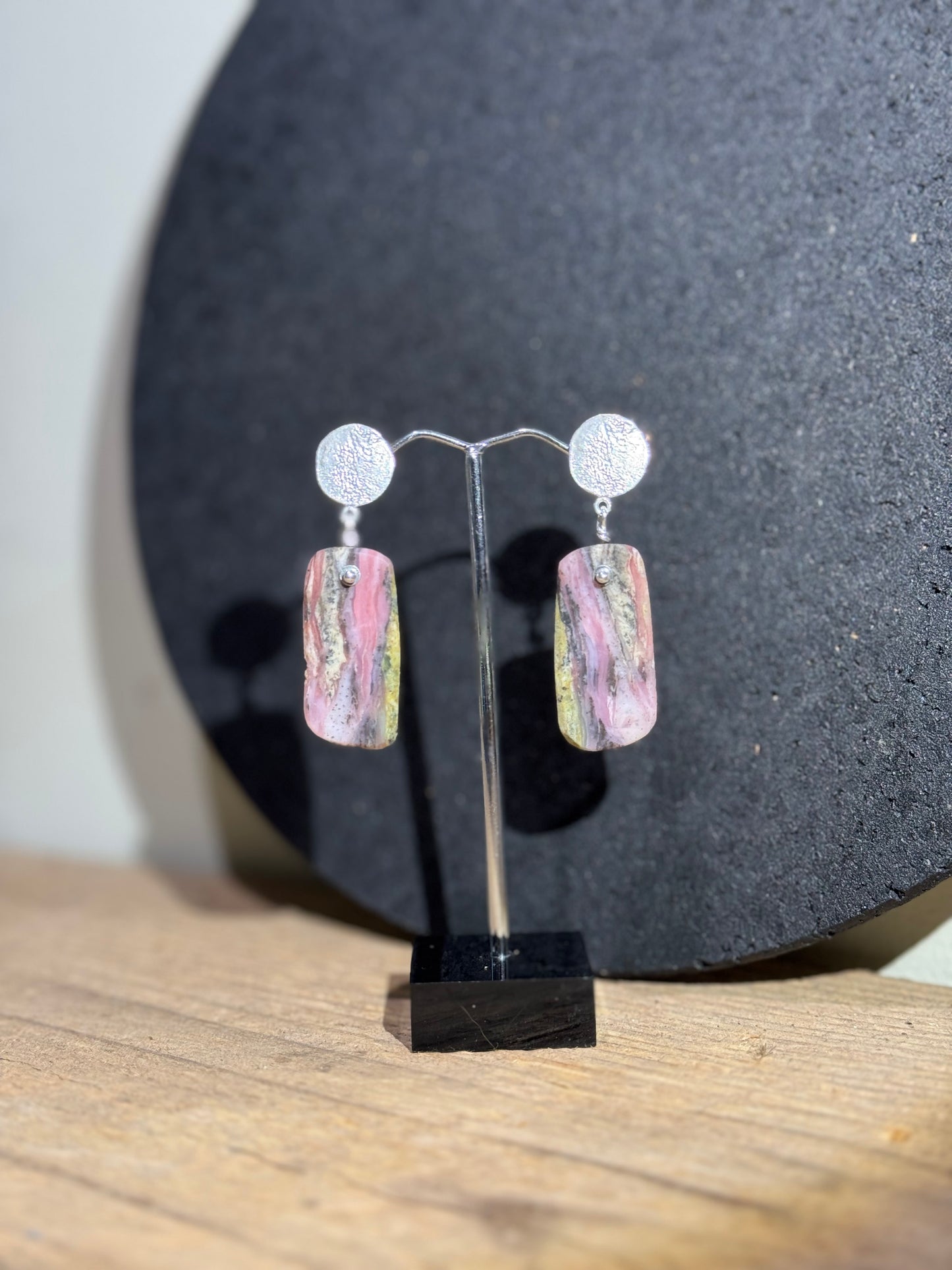 Peruvian Opal silver stud earrings.