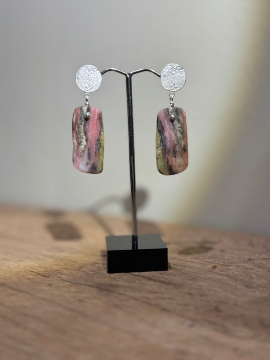 Peruvian Opal silver stud earrings.