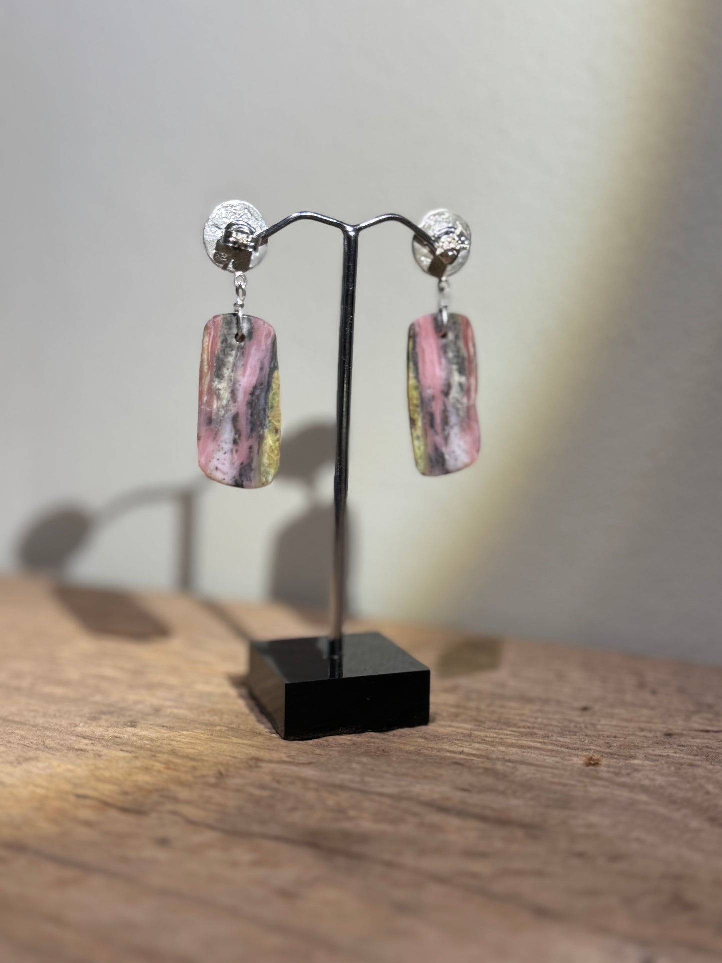 Peruvian Opal silver stud earrings.