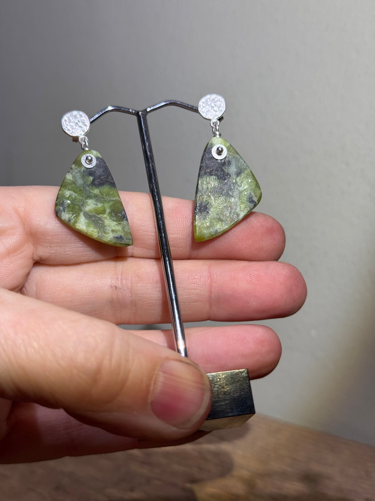 Norwegian Serpentine silver earrings.