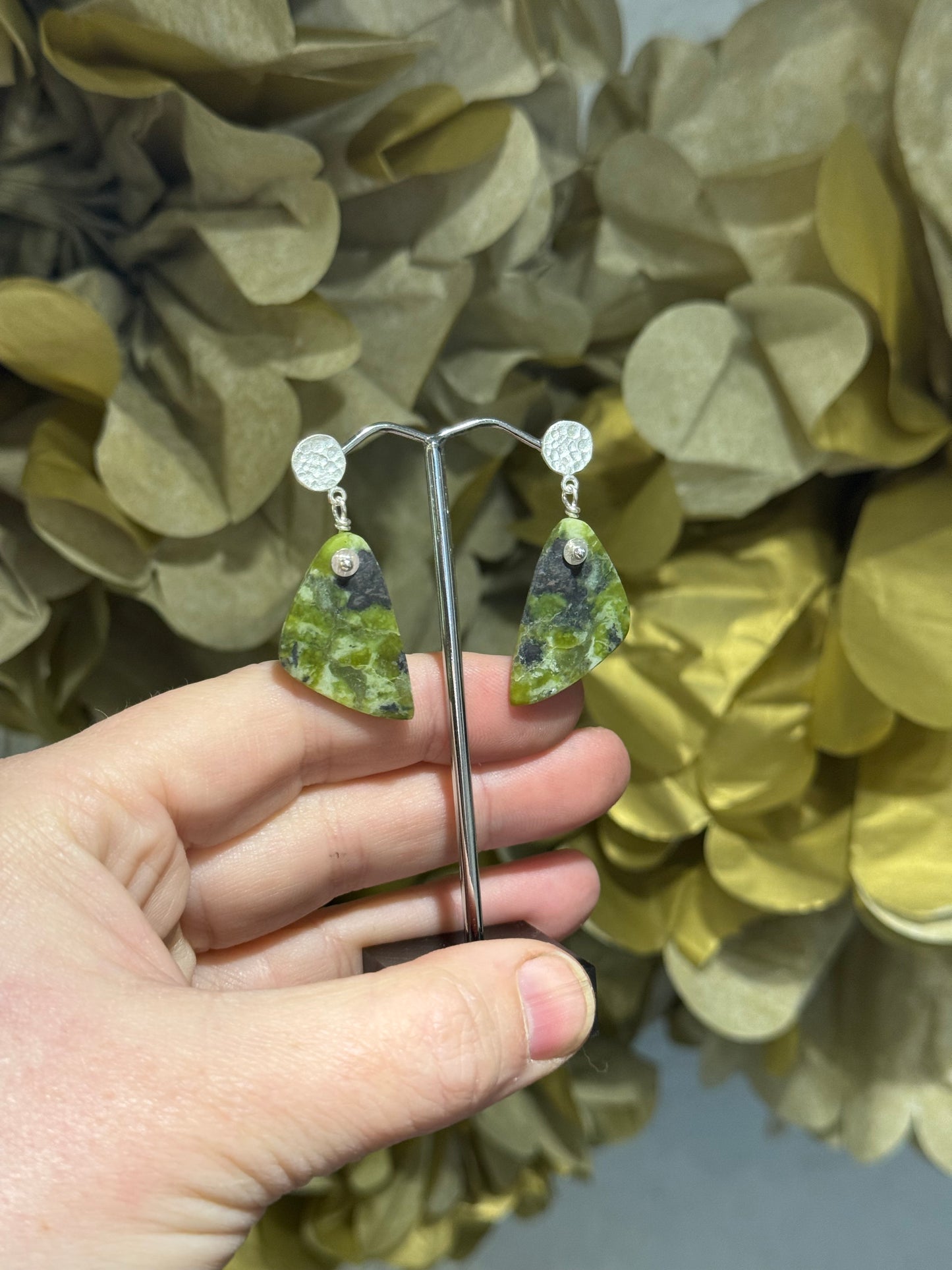 Norwegian Serpentine silver earrings.