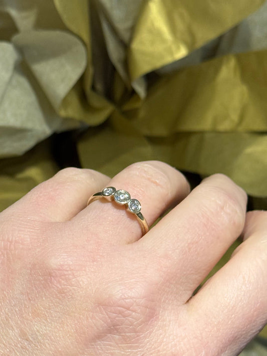 Trilogy white gold diamond ring.