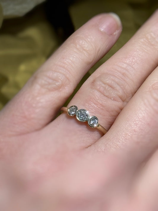 Trilogy white gold diamond ring.