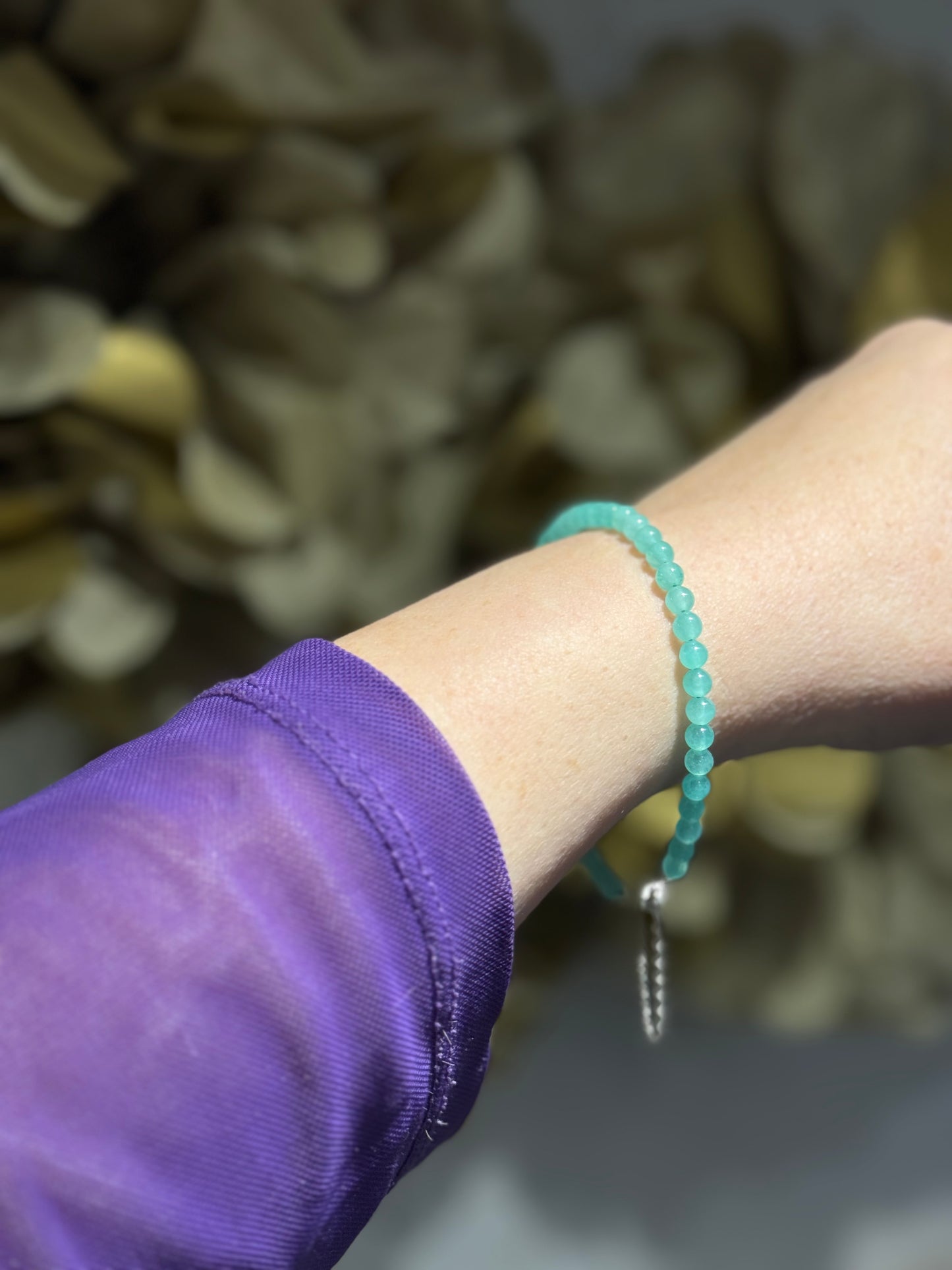 Green Kyanite magnetic silver bracelet.