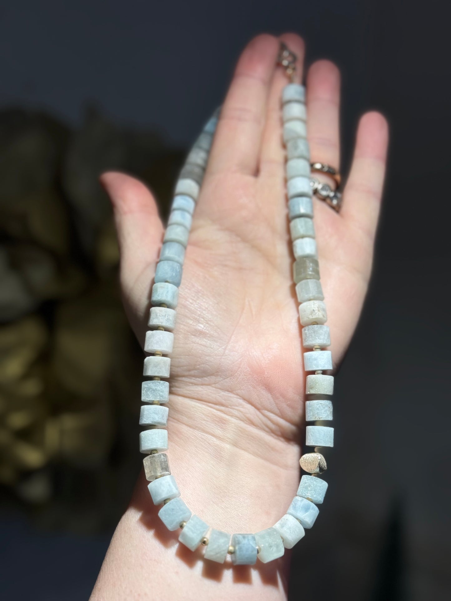 Faceted Aquamarine Silver necklace.