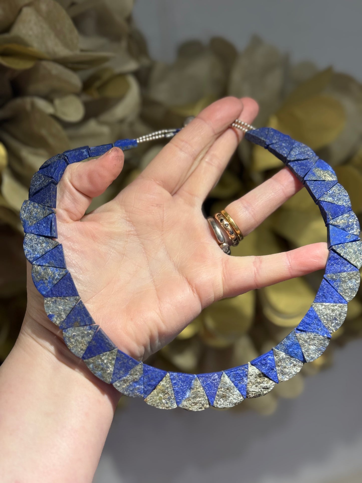 Lapis Lazuli & Pyrite collar necklace.