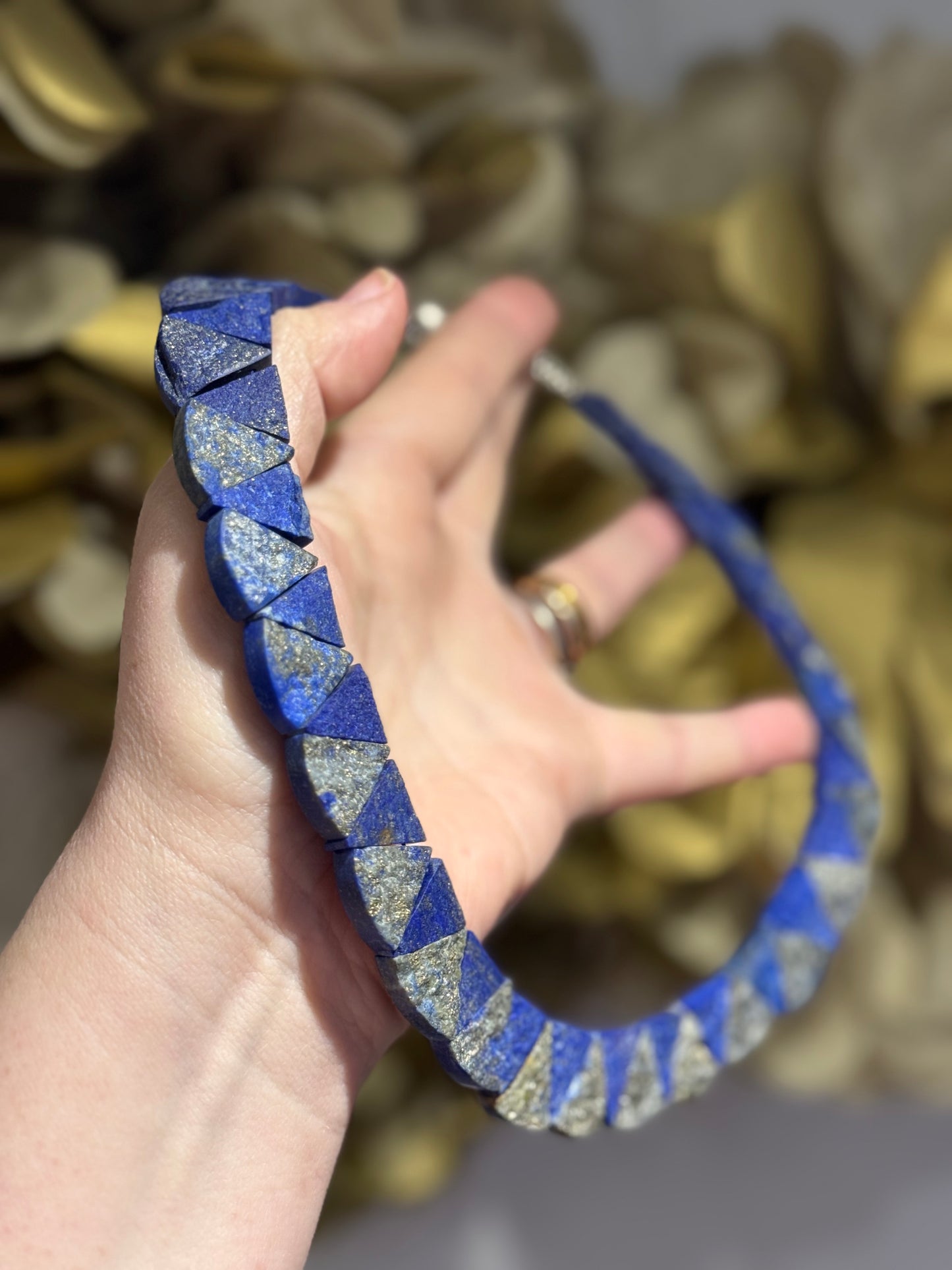 Lapis Lazuli & Pyrite collar necklace.