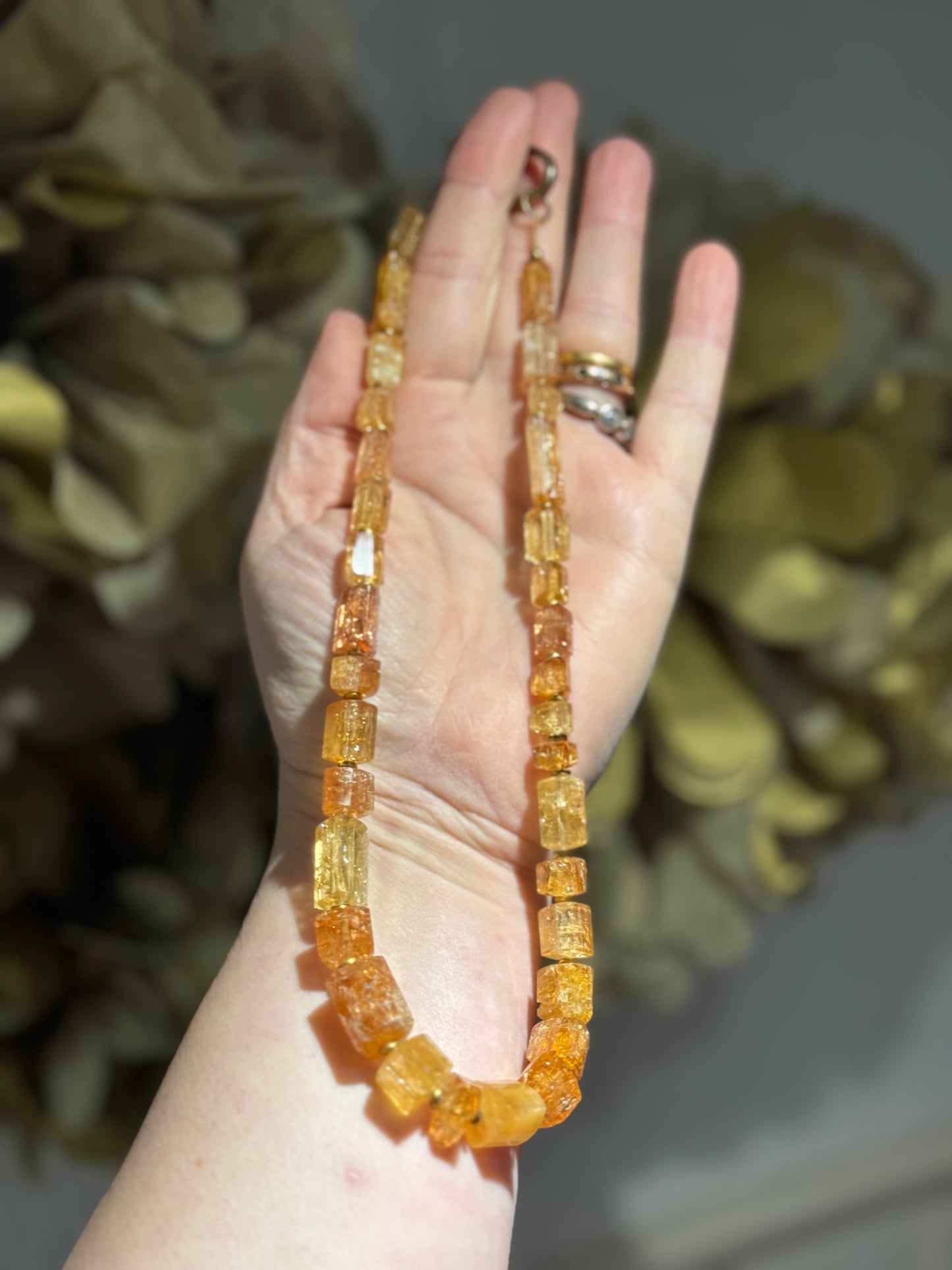 Rare Imperial Golden Topaz silver gilt necklace.