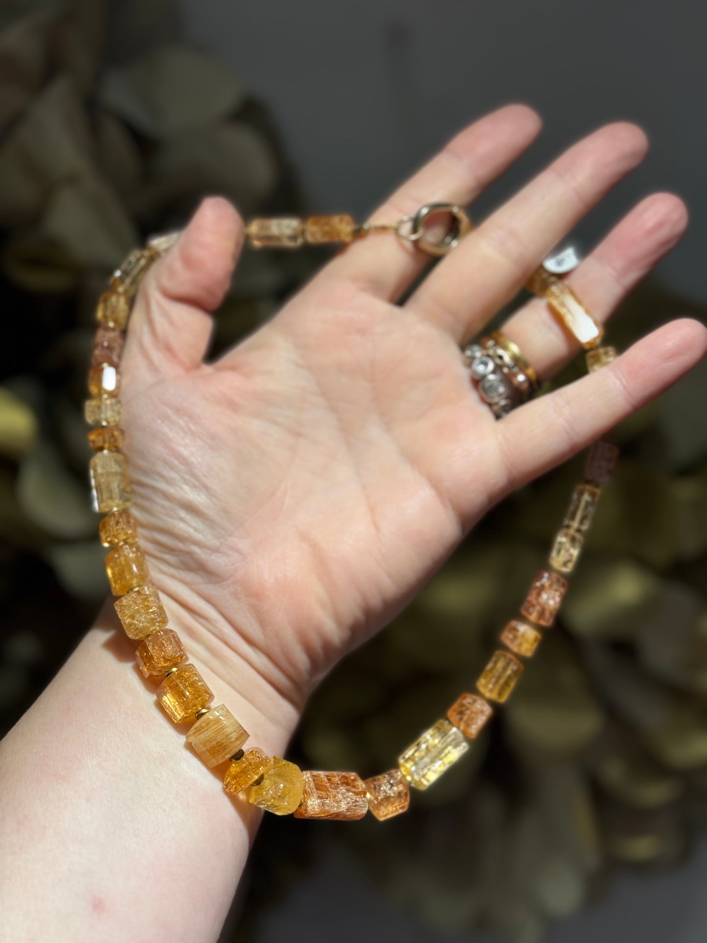 Rare Imperial Golden Topaz silver gilt necklace.