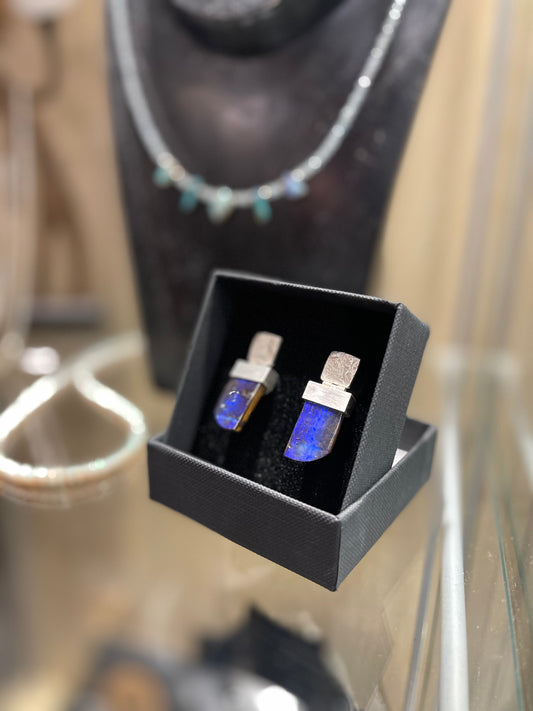 Australian opal sterling silver earrings.